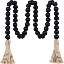 Load image into Gallery viewer, Black Wooden Bead Garland With Tassels