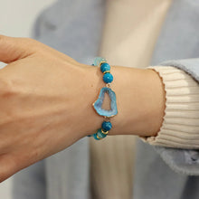 Load image into Gallery viewer, Blue Geode Agate Bead Bracelet