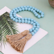 Load image into Gallery viewer, Light Blue Wooden Bead Garland With Tassels
