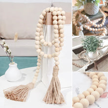 Load image into Gallery viewer, Wooden Bead Garland With Jute Tassel