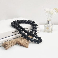 Load image into Gallery viewer, Black Wooden Bead Garland With Tassels