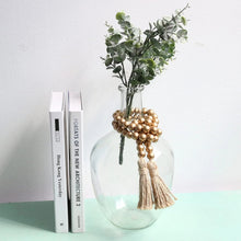 Load image into Gallery viewer, Gold Wooden Bead Garland With Tassels