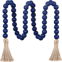 Load image into Gallery viewer, Dark Blue Wooden Bead Garland With Tassels