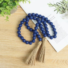 Load image into Gallery viewer, Dark Blue Wooden Bead Garland With Tassels