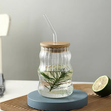 Load image into Gallery viewer, Eco Friendly Glass With Glass Straw & Bamboo Lid