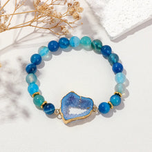Load image into Gallery viewer, Blue Geode Agate Bead Bracelet