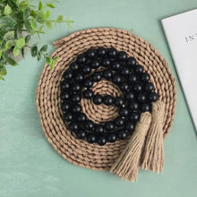 Load image into Gallery viewer, Black Wooden Bead Garland With Tassels