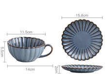 Load image into Gallery viewer, Blue Petal Ceramic Tea Cup & Saucer