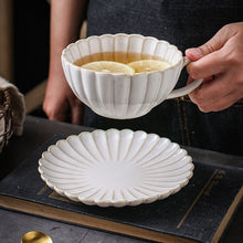 Load image into Gallery viewer, White Petal Ceramic Tea Cup & Saucer