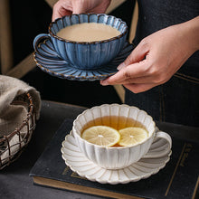 Load image into Gallery viewer, Blue Petal Ceramic Tea Cup & Saucer