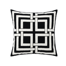 Load image into Gallery viewer, Black & White Geometric Embroidered Cushion Cover