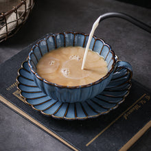 Load image into Gallery viewer, Blue Petal Ceramic Tea Cup & Saucer