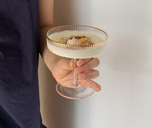 Load image into Gallery viewer, Ribbed Cocktail Glass With Gold Trim