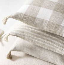 Load image into Gallery viewer, Cream & White Stripe Tassel Cushion Cover