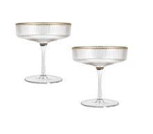 Load image into Gallery viewer, Ribbed Cocktail Glass With Gold Trim