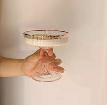 Load image into Gallery viewer, Ribbed Cocktail Glass With Gold Trim