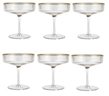 Load image into Gallery viewer, Ribbed Cocktail Glass With Gold Trim