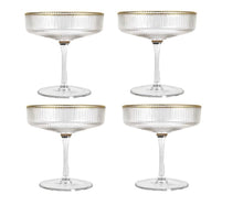 Load image into Gallery viewer, Ribbed Cocktail Glass With Gold Trim