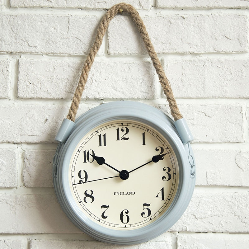 Blue Metal Vintage Wall Clock