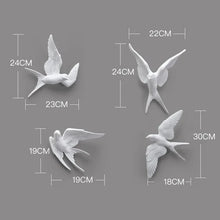 Load image into Gallery viewer, White Resin Wall Bird Figurines
