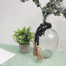 Load image into Gallery viewer, Black Wooden Bead Garland With Tassels
