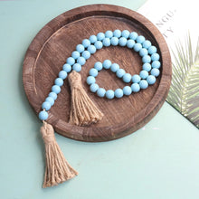 Load image into Gallery viewer, Light Blue Wooden Bead Garland With Tassels
