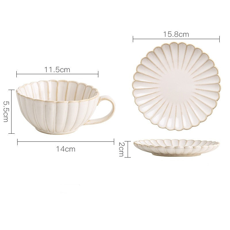 White Petal Ceramic Tea Cup & Saucer