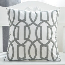 Load image into Gallery viewer, Grey Geometric Embroidered Cushion Cover 45cm x 45cm
