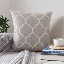 Load image into Gallery viewer, Moroccan Grey Embroidered Cushion Cover 45x45cm
