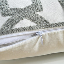 Load image into Gallery viewer, Grey Geometric Embroidered Cushion Cover 45cm x 45cm
