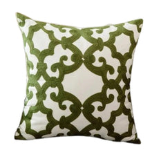 Load image into Gallery viewer, Embroidered Green Decorative Cushion Cover
