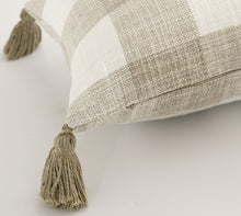 Load image into Gallery viewer, Cream &amp; White Check Tassel Cushion Cover
