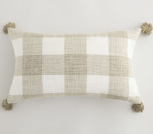 Load image into Gallery viewer, Cream &amp; White Check Tassel Cushion Cover
