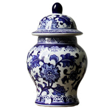 Load image into Gallery viewer, Hand Painted Blue &amp; White Floral Porcelain Jar

